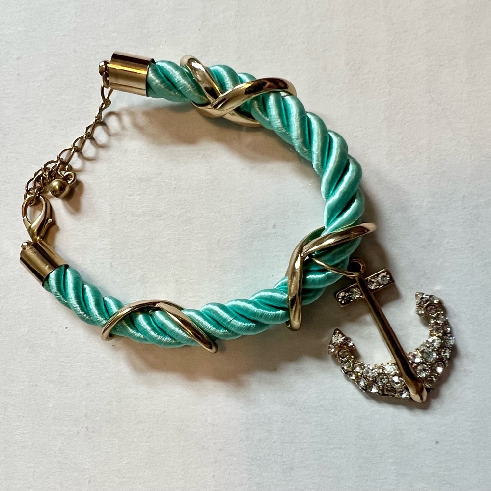 Gold and Turquoise Anchor Bracelet